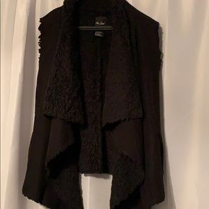 Black faux suede and fur vest